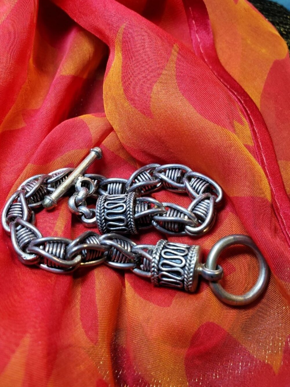 Vintage Suarti Bali 925 Sterling 32g Chunky Woven Rope Bracelet 7.5"